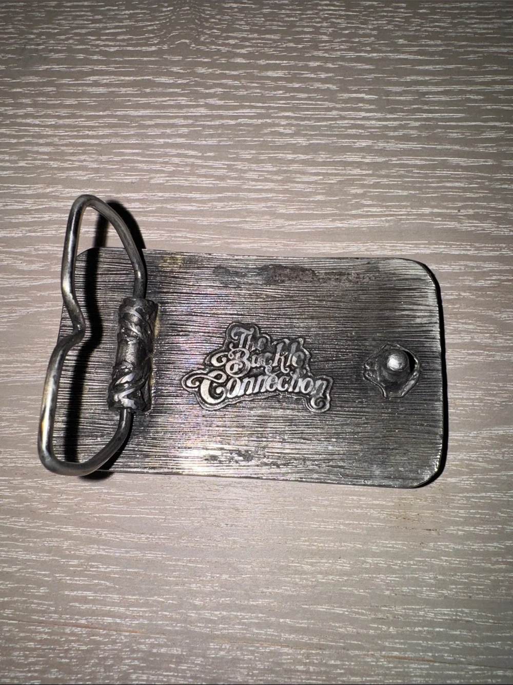 vintage pewter-tone metal belt buckle. Boeing E-3A Sentry
